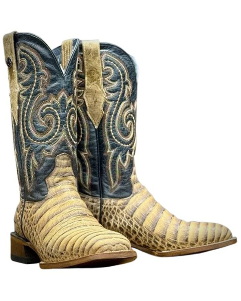 Tanner Mark Men's Exotic Caiman Print Western Boots - Broad Square Toe