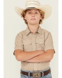 Cody James Boys' Grill and Greet Medallion Print Short Sleeve Snap Western Shirt