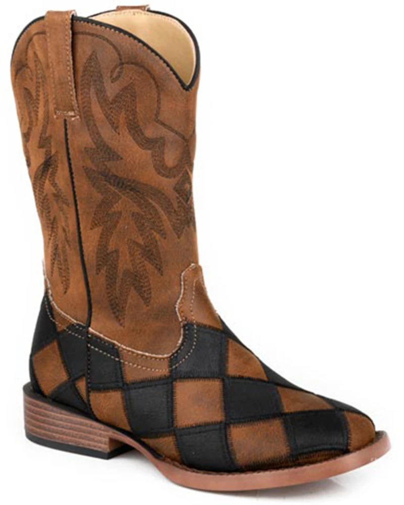Roper Little Boys' Bird Blocks Western Boots - Broad Square Toe