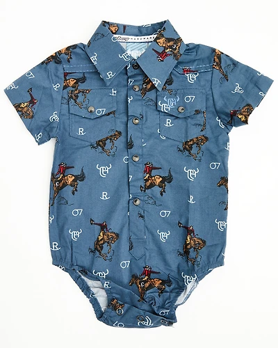Cowboy Hardware Infant Boys' Vintage Bronc Short Sleeve Snap Onesie