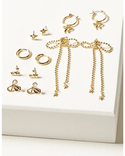 Shyanne Women's Bow And Star Earring Set - 6 Piece