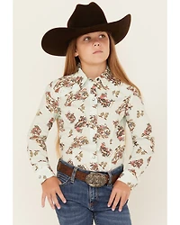 Cruel Girl Girls' Printed Long Sleeve Rhinestone Snap Western Shirt