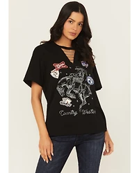 Idyllwind Women's Patch Country And Western Embellished Short Sleeve Graphic Tee