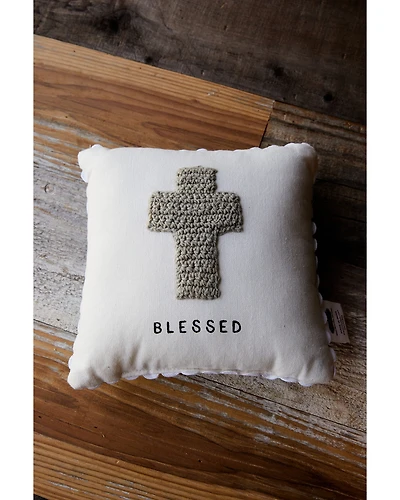 Mud Pie Cross Crochet Mini Pillow