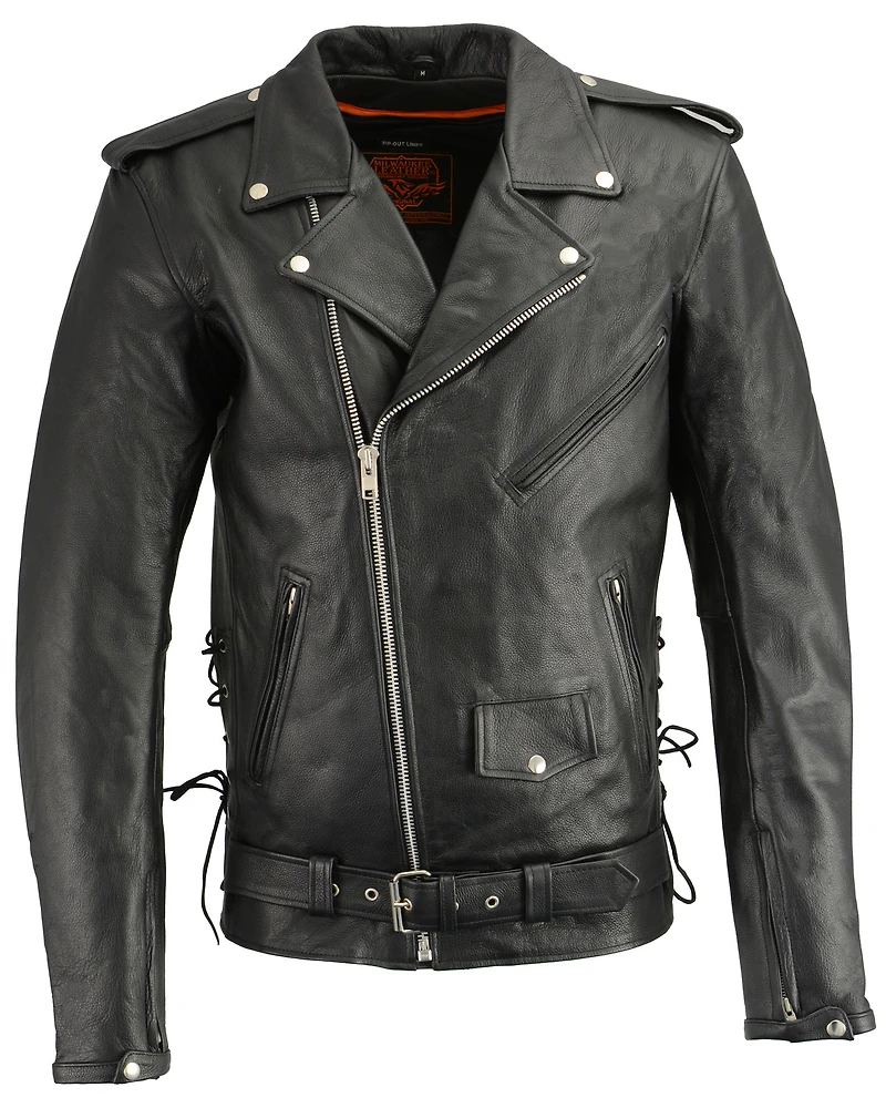 Milwaukee Leather Men's Classic Side Lace Concealed Carry Motorcycle Jacket - 5XTall