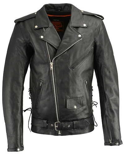 Milwaukee Leather Men's Classic Side Lace Concealed Carry Motorcycle Jacket - 5XTall
