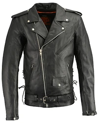 Milwaukee Leather Men's Classic Side Lace Concealed Carry Motorcycle Jacket - 5XTall