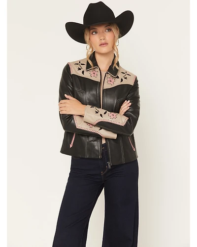 Scully Women's Floral Embellished Leather Jacket