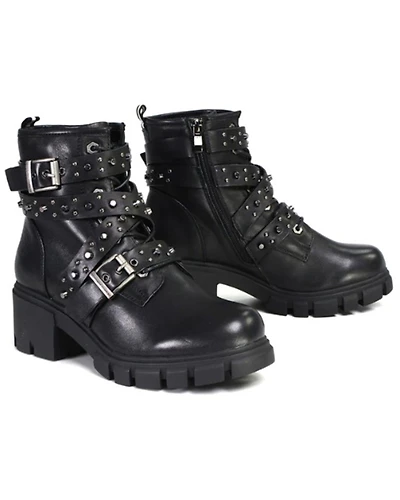 Milwaukee Leather Women's Bruiser Lace-to-Toe Studded Motorcycle Boots - Round Toe