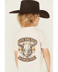 Rock & Roll Denim Boys' Long Horn Short Sleeve Graphic T-Shirt