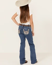 Miss Me Girls' Medium Wash Wing Pocket Bootcut Denim Jeans
