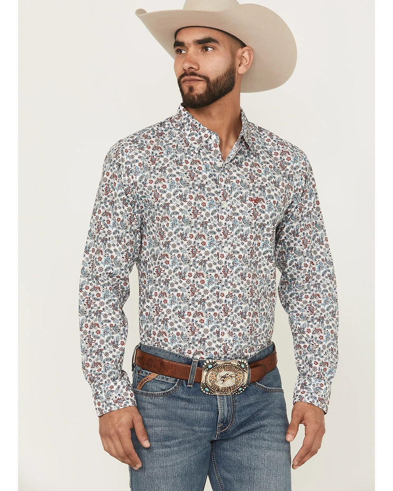 Ariat Men's Stiles Paisley Print Fitted Long Sleeve Button-Down Western Shirt