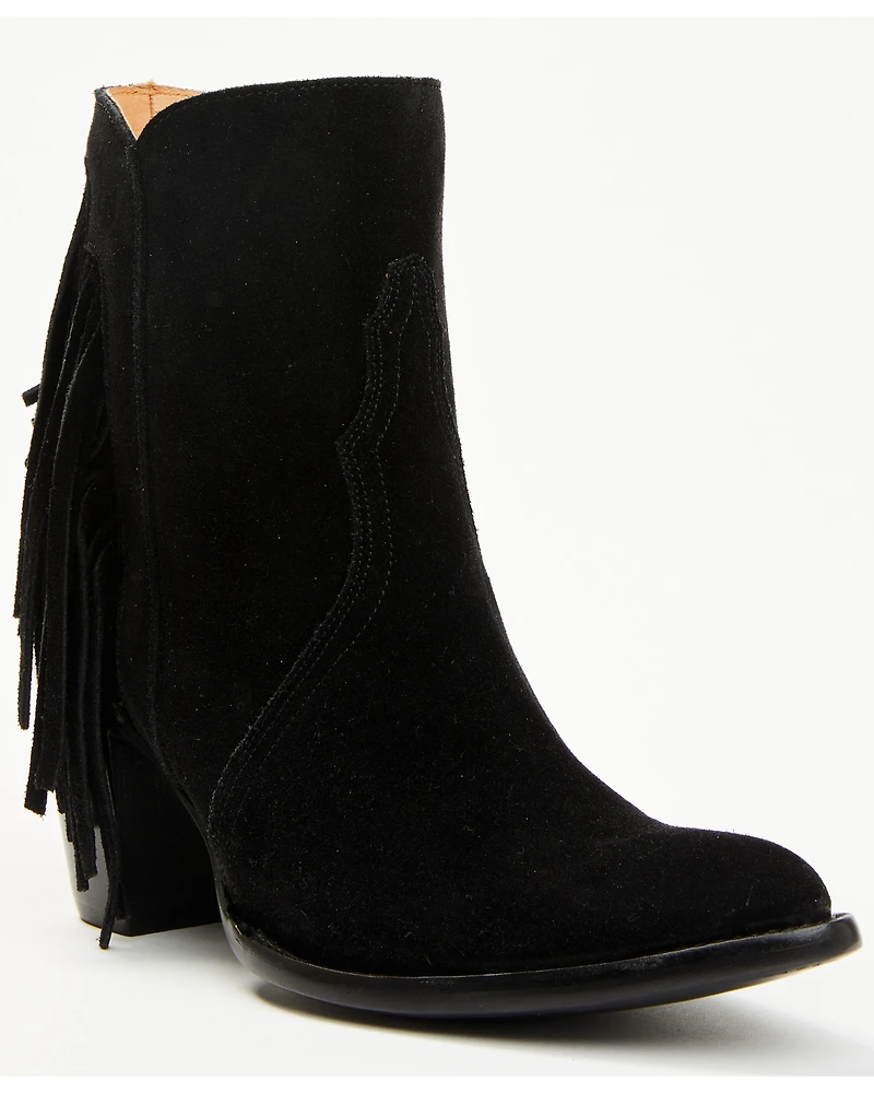 Lucchese Women's Maypop Fringe Side Zip-Up Booties - Round Toe