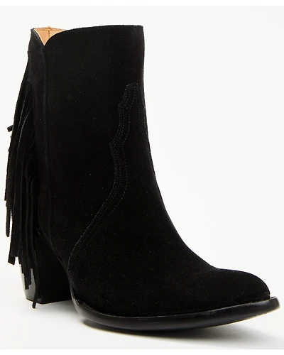 Lucchese Women's Maypop Fringe Side Zip-Up Booties - Round Toe