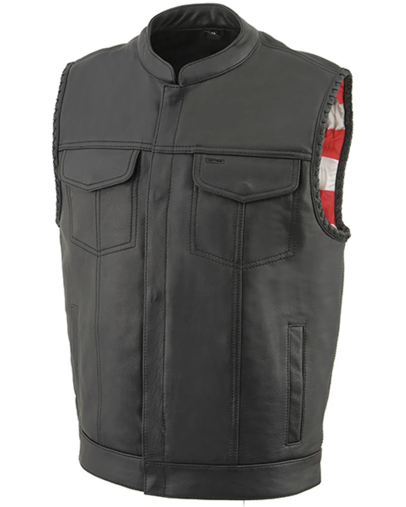 Milwaukee Leather Men's Old Glory Laced Arm Hole Concealed Carry Leather Vest - 5X
