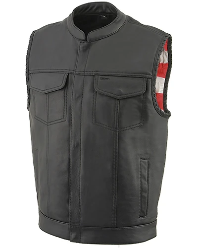 Milwaukee Leather Men's Old Glory Laced Arm Hole Concealed Carry Leather Vest - 5X