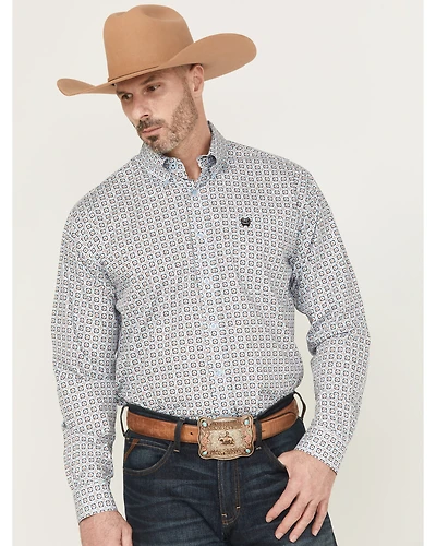 Cinch Men's Floral Geo Print Long Sleeve Button-Down Western Shirt