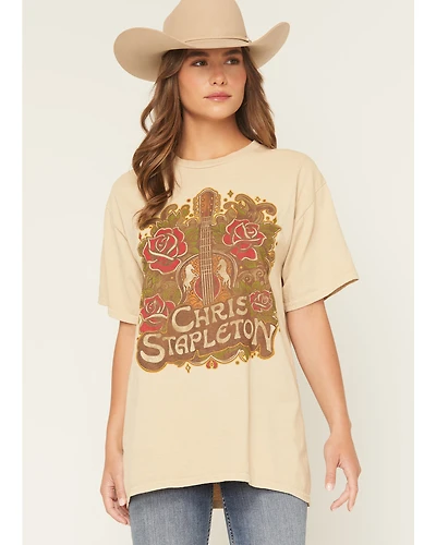 Merch Traffic Women's Chris Stapleton Rose Guitar Short Sleeve Graphic Tee