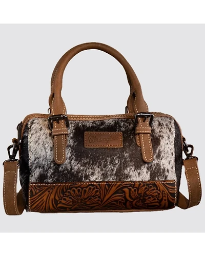 Wrangler Women's Genuine Cowhide Tooled Barrel Crossbody Bag