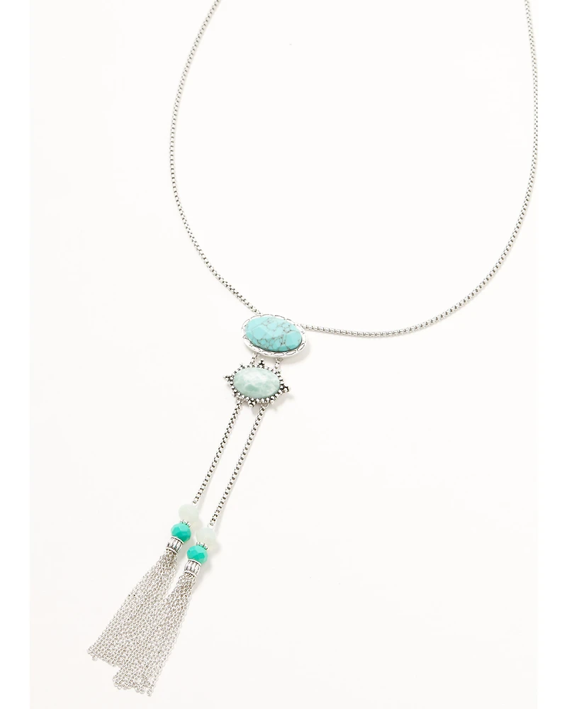 Lainey Wilson Women's Blue Moonshine Stone Tassel Bolo