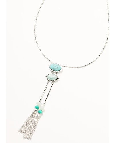 Lainey Wilson Women's Blue Moonshine Stone Tassel Bolo