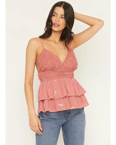 A.T.A.P Women's Crochet Embroidered Tank Top