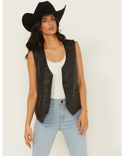 Mauritius Leather Women's Button-Down Vest