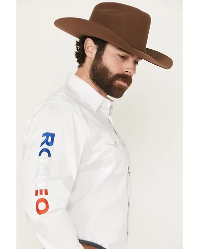 Rodeo Clothing Men's Boot Barn Exclusive America Solid Long Sleeve Pearl Snap Western Shirt