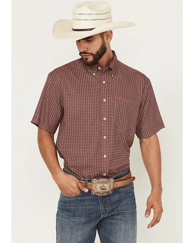 Cinch Men's Geo Print Short Sleeve Button-Down Performance Stretch Western Shirt