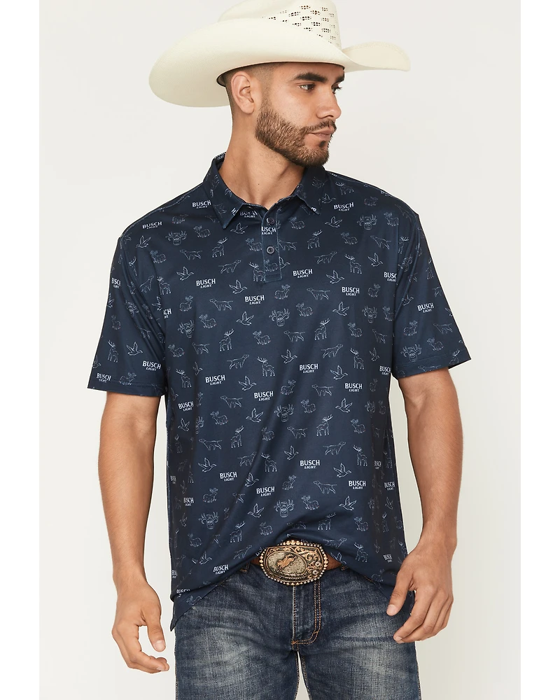 Buckwear Men's Busch Light Repeat Short Sleeve Polo