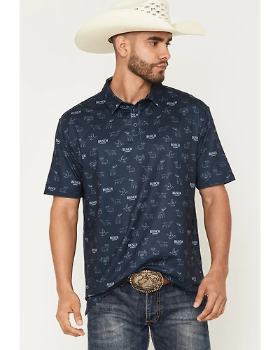 Buckwear Men's Busch Light Repeat Short Sleeve Polo