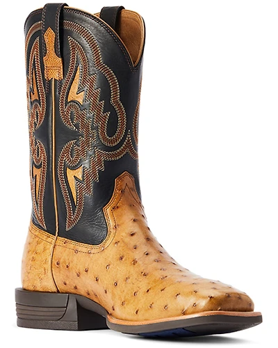 Ariat Men's Dagger Full-Quill Ostrich Exotic Western Boots - Broad Square Toe