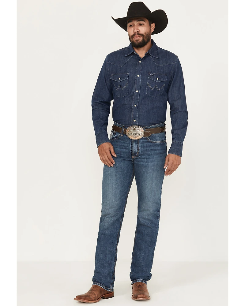 Cinch Men's Silver Label Medium Wash Slim Straight Rigid Denim Jeans