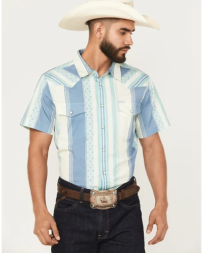Sendero Provisions Men's Wyatt Serape Striped Print Short Sleeve Snap Western Shirt