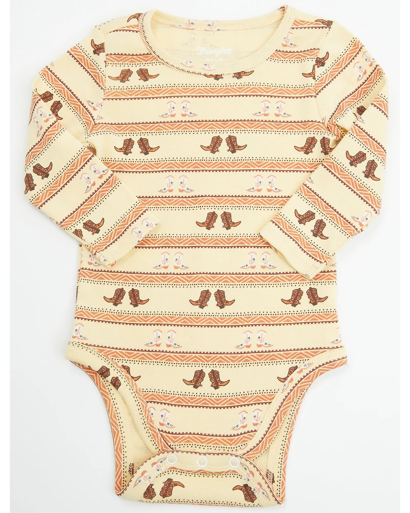 Wrangler Infant Boys' Cowboy Boot Long Sleeve Snap Onesie