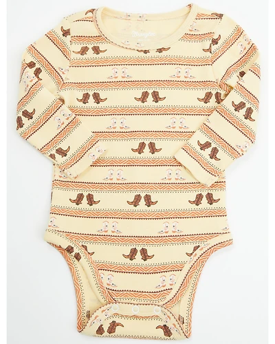 Wrangler Infant Boys' Cowboy Boot Long Sleeve Snap Onesie