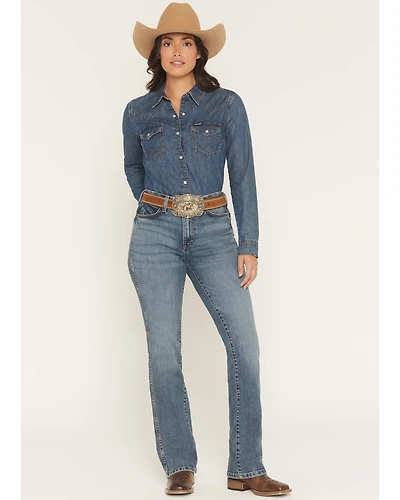 Wrangler Retro Women's Dark Wash Natalia High Rise Bailey Bootcut Stretch Denim Jeans
