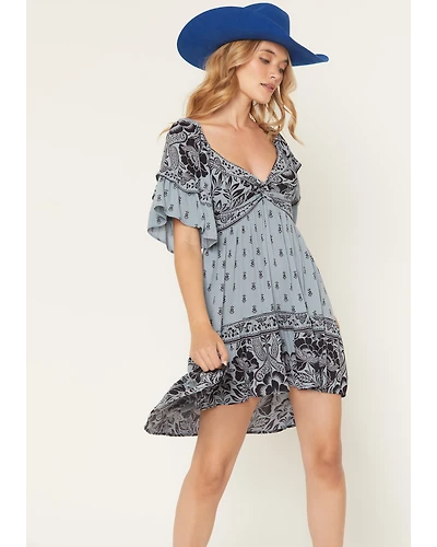Angie Women's Floral Print Short Sleeve Mini Dress