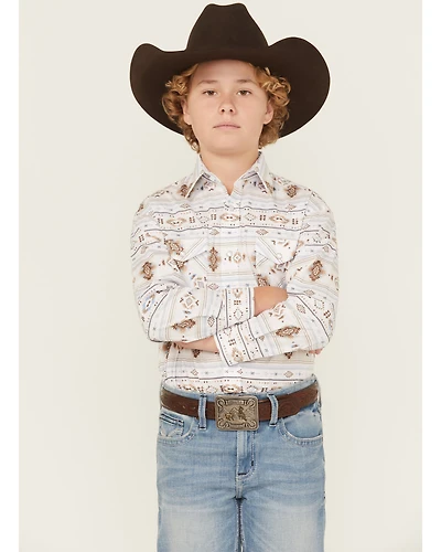 Panhandle Boy'sSouthwestern Print Long Sleeve Snap Western Shirt