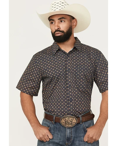 Gibson Trading Co Men's Aviara Geo Print Short Sleeve Button-Down Stretch Western Shirt