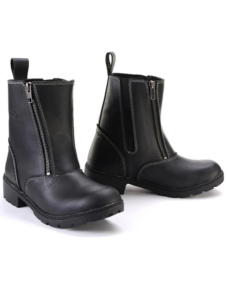 Milwaukee Leather Women's Dual Zipper Motorcycle Boots - Round Toe