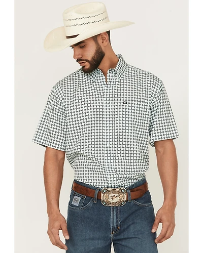Cinch Men's Geo Print Short Sleeve Button-Down Performance Stretch Western Shirt - Big