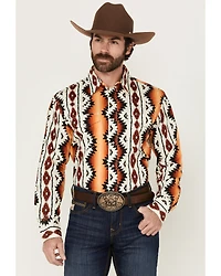Wrangler Men's Checotah Southwestern Print Long Sleeve Snap Western Shirt - Big