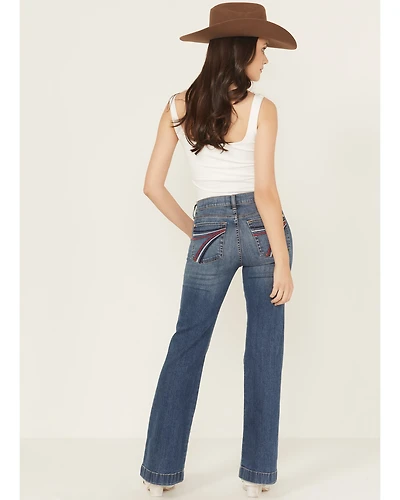 7 For All Mankind Women's Medium Wash Royalty Mid Rise Trouser Stretch Denim Jeans