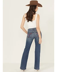 7 For All Mankind Women's Medium Wash Royalty Mid Rise Trouser Stretch Denim Jeans