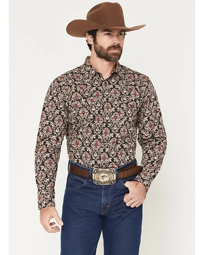 Gibson Trading Co Men's Bloomin Paisley Print Long Sleeve Snap Western Shirt