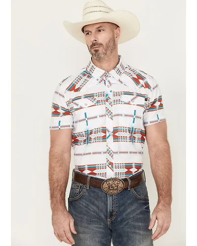 Rock & Roll Denim Men's Tek Southwestern Striped Short Sleeve Pearl Snap Western Shirt