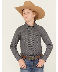 Cody James Boys' San Juan Geo Print Long Sleeve Snap Western Shirt