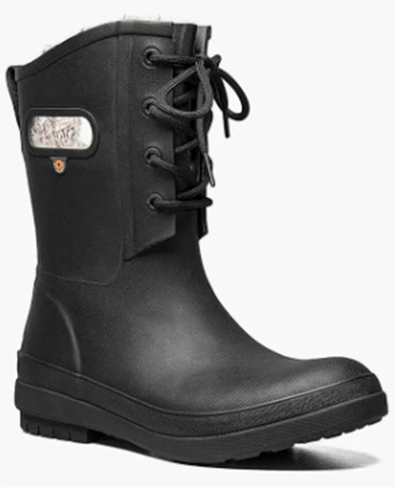Bogs Women's Amanda Plush II Lace-Up Waterproof Rain Boots - Round Toe