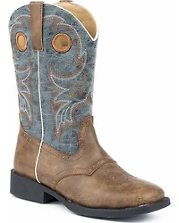 Roper Boys' Daniel Distressed Saddle Vamp Western Boots - Broad Square Toe